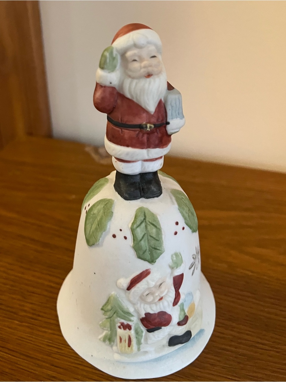 Hand-Painted Red Santa Bell Holiday Figurine